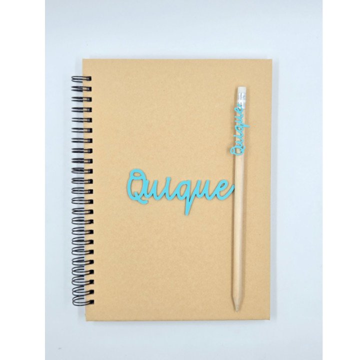 Libreta y Lápiz 3D Personalizados | Elige Color y Nombre Único