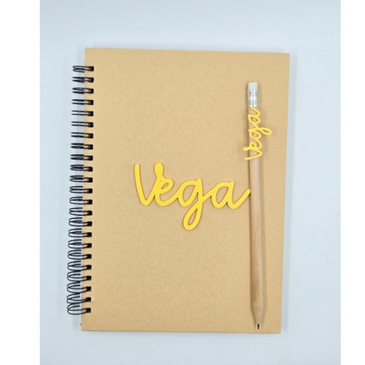 Libreta y Lápiz 3D Personalizados | Elige Color y Nombre Único